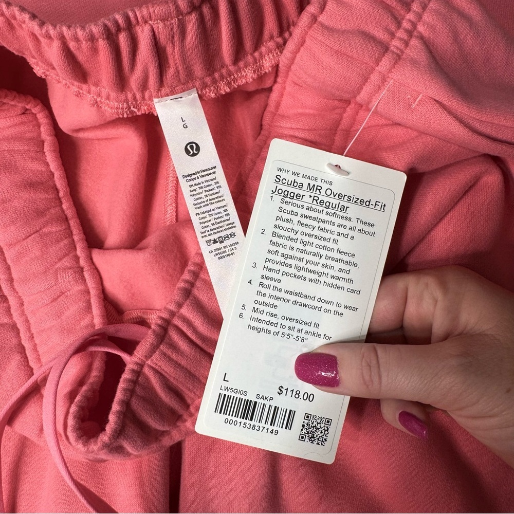 Lululemon Scuba Oversized Fit Fleece Jogger Pants Sakura Pink Large NWT - Picture 10 of 10